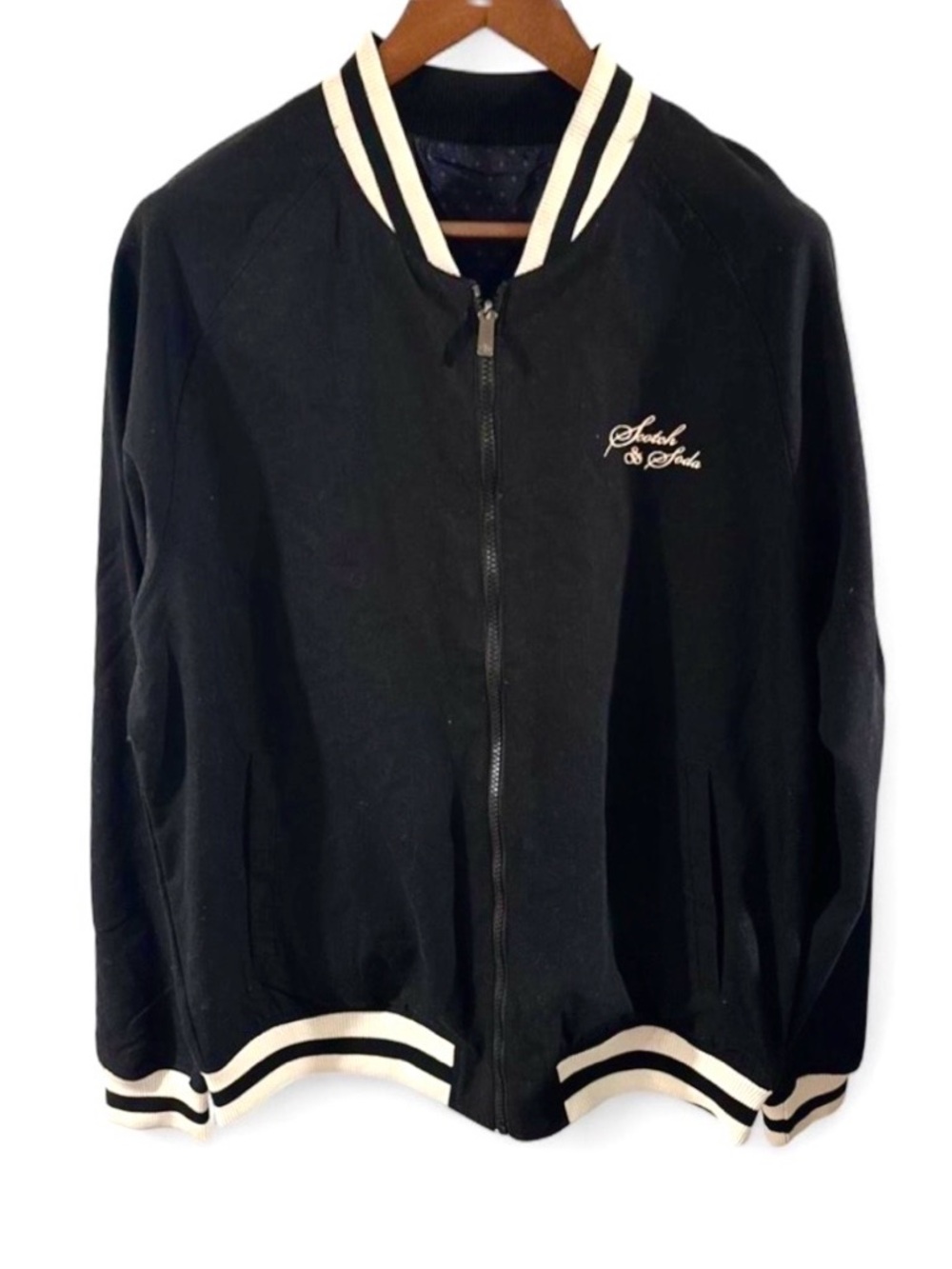 NWT Men's Scotch & Soda Reversible Navy/Black Bomber Jacket Size Large